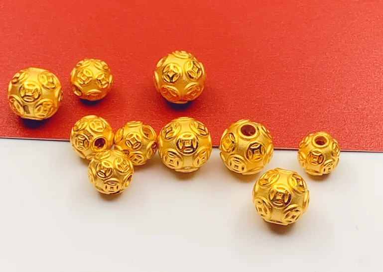 999純金ビーズ3dゴールドボール24 18k純金チャームイエロー