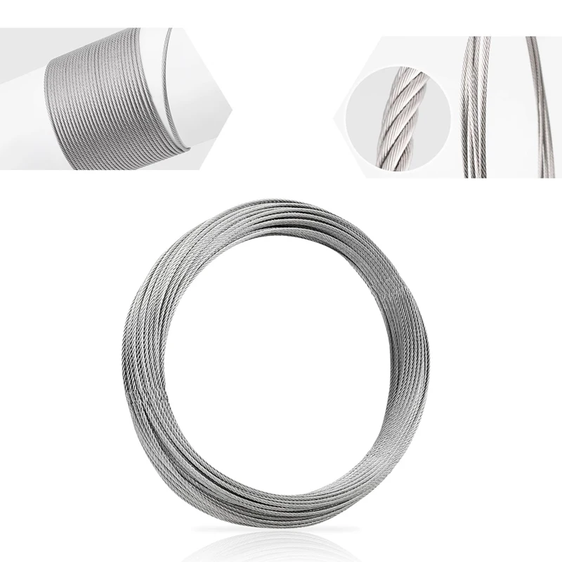5m/10m 7*7 structure multi-strand stainless steel wire rope soft hanging rope pull drying rack fence handrail