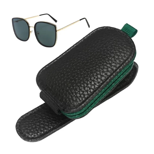 Sunglass Holder for Car Visor Sunglasses Clip Magnetic Leather Glasses Eyeglass  Holder Interior Car Accessories for Woman Man -Black : : Car &  Motorbike