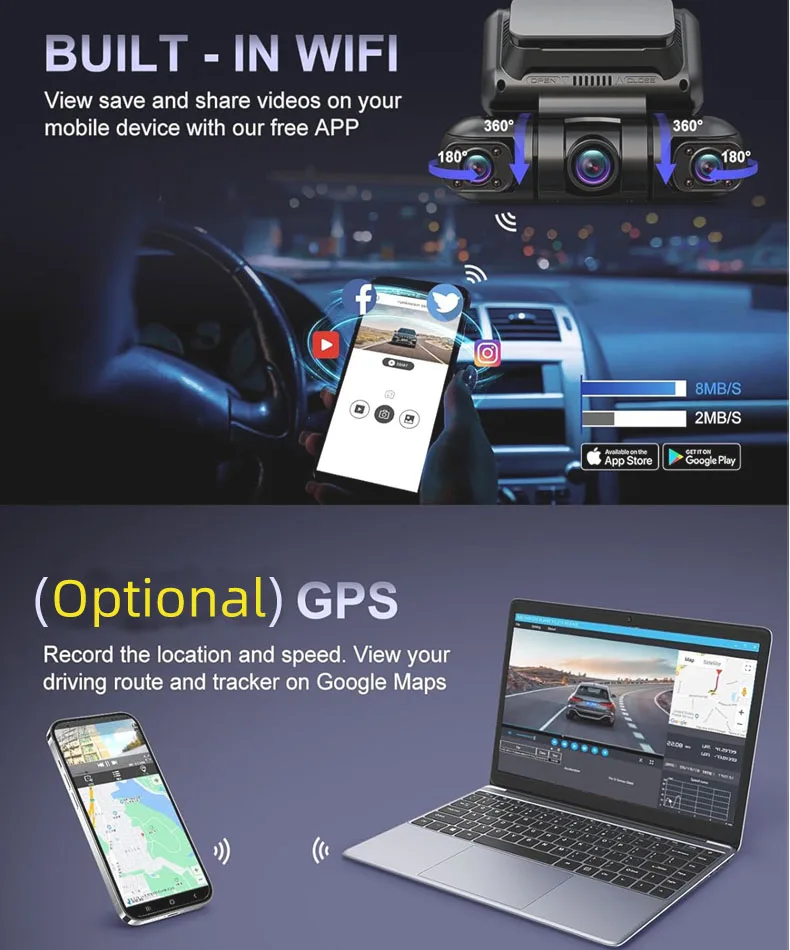 ڵ DVR ڵ   ߰ ð,  ̴ 2K  ķ, 4 , 360  Ǯ HD, 1080P, 5G , GPS, 24 ð  