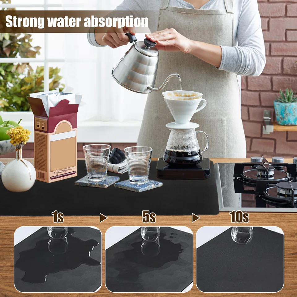 Morbuy Afwasdroogmat, koffie bedrukte koffie absorberende afdruiprek mat diatomeeënaarde aanrecht matten, wasbare antislip afvoermat, afwasmiddel (11,8x15,7 inch, zwart Morbuy Afwasdroogmat, koffie bedrukte koffie absorberende afdruiprek mat diatomeeënaarde aanrecht matten, wasbare antislip afvoermat, afwasmiddel (11,8x15,7 inch, zwart