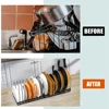 Adjustable Cookware Storage Rack Kitchen Accessories Pan Pot Storage Organizer Multi-Functional Dish Bowl Drying Shelf 6
