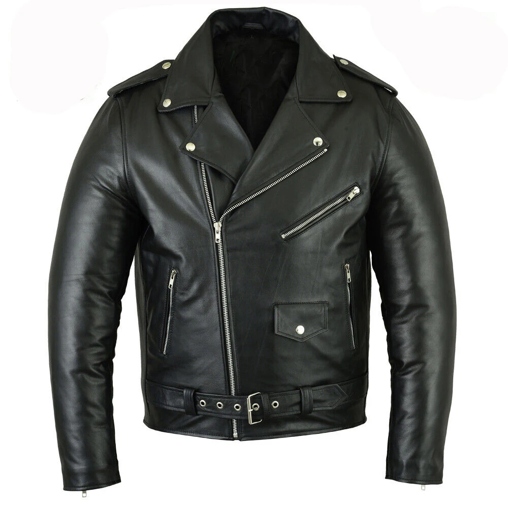 SlimFitStandCollarPUJacketMaleAntiwindMotorcycleLapel
