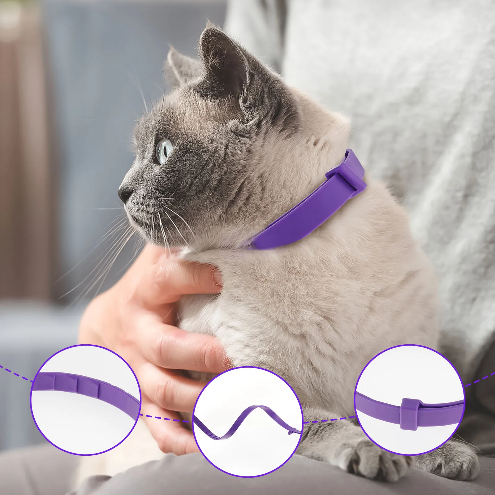 4Pcs Cats Calming Collar Pets Pheromone Relieve Anxiety Trimmable