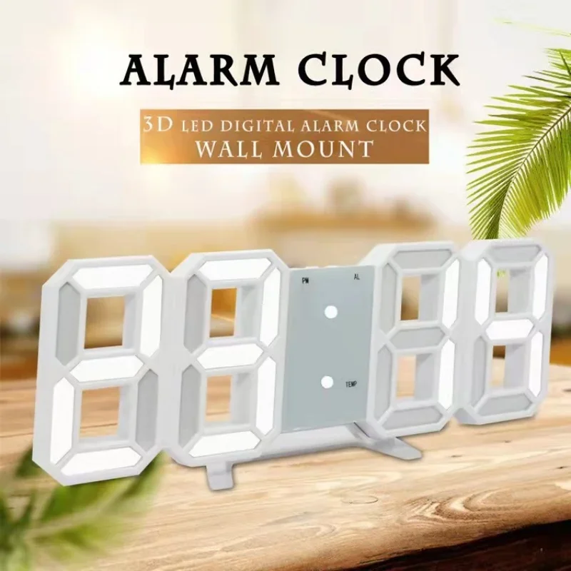 3D Mini Clock LED Digital Wall Clock Desk Electronic Alarm Living Room Wall DIY Kitchen Timer Cute Timer wall clock