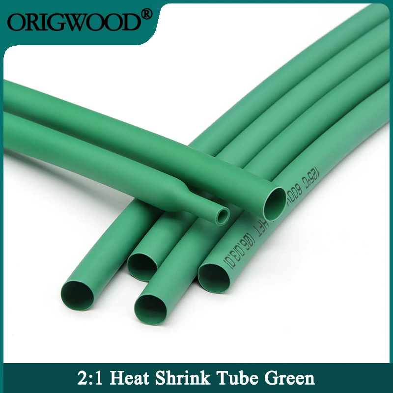 1~50m 2:1 Heat Shrink Heatshrink Tube Green Diameter 0.6mm ~ 80mm DIY Wire Repair Cable Protecctor Sleeving Wrap Tubing