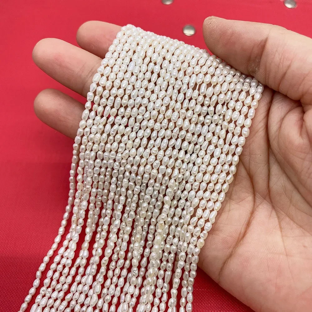Rice-shaped Natural Freshwater Pearl Beads 2-4mm Grade A  for DIY Jewelry Making Bracelet Necklace Earrings Bead Accessories