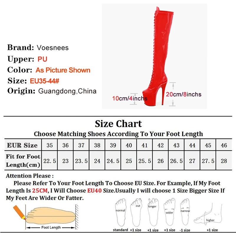 Red Fashion Pole Dancing Boots Woman 20CM/8inches High Heel Round Toe Platform Women's Modern Over-the-Knee Boots Stripper Shoes