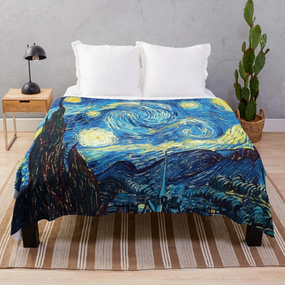 

notte stellata van gogh Throw Blanket wednesday Fluffy Soft Blankets