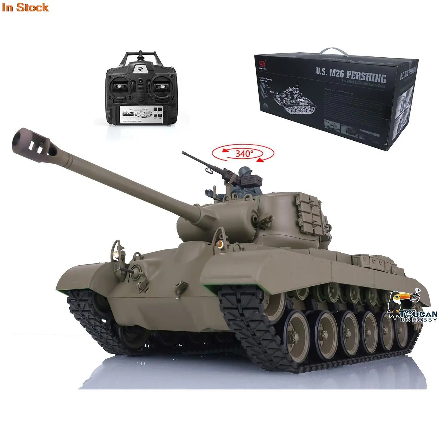 

2.4Ghz HENG LONG 1/16 Scale 7.0 Plastic Ver M26 Pershing RTR RC Tank Model 3838 Army Toys BB Shooting Smoke Unit TH17301-SMT4