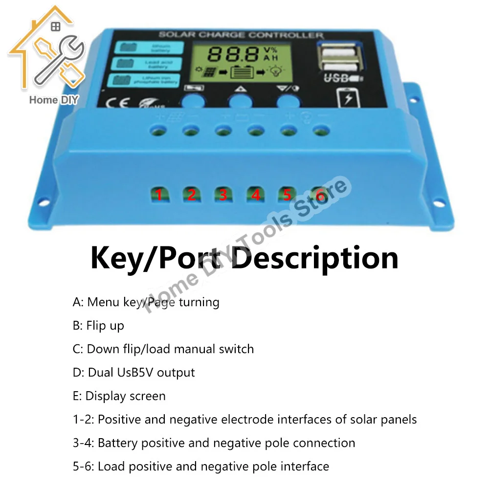PWM 태양 충전 컨트롤러 12V 24V 10A/20A/30A 태양 컨트롤러 태양 전지 패널 배터리 조정기 LCD 디스플레이 듀얼 USB 5V 출력