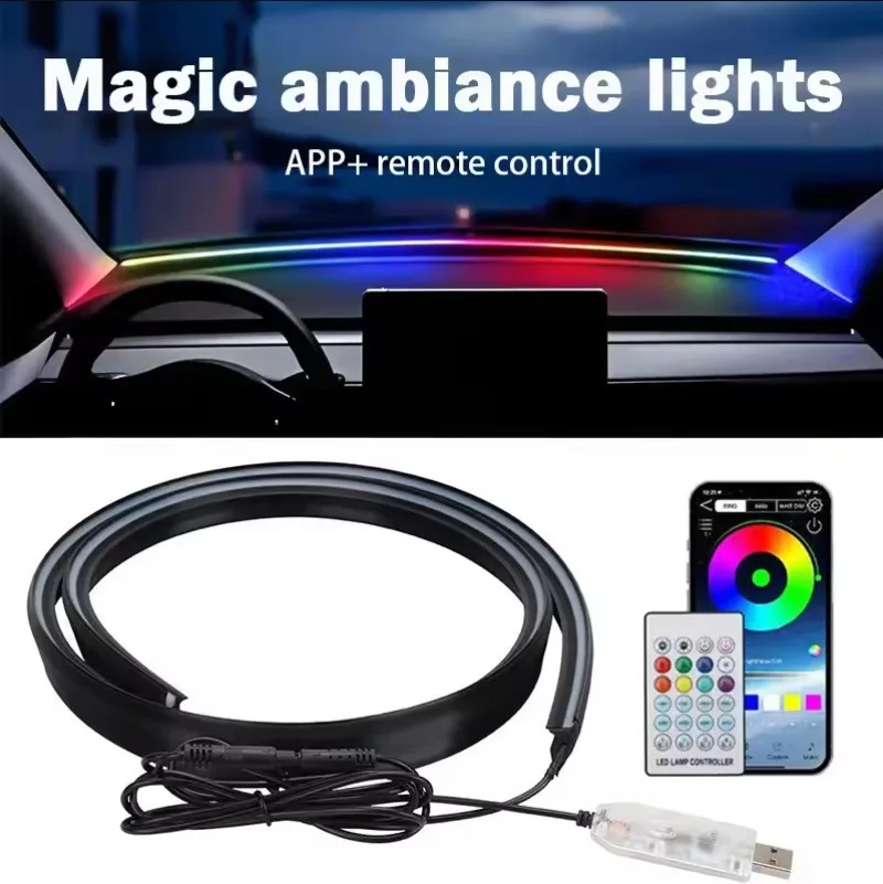 รูปสินค้า กระจก LED รถยนต์ ปรับสีได้ ควบคุมผ่านแอปและรีโมท