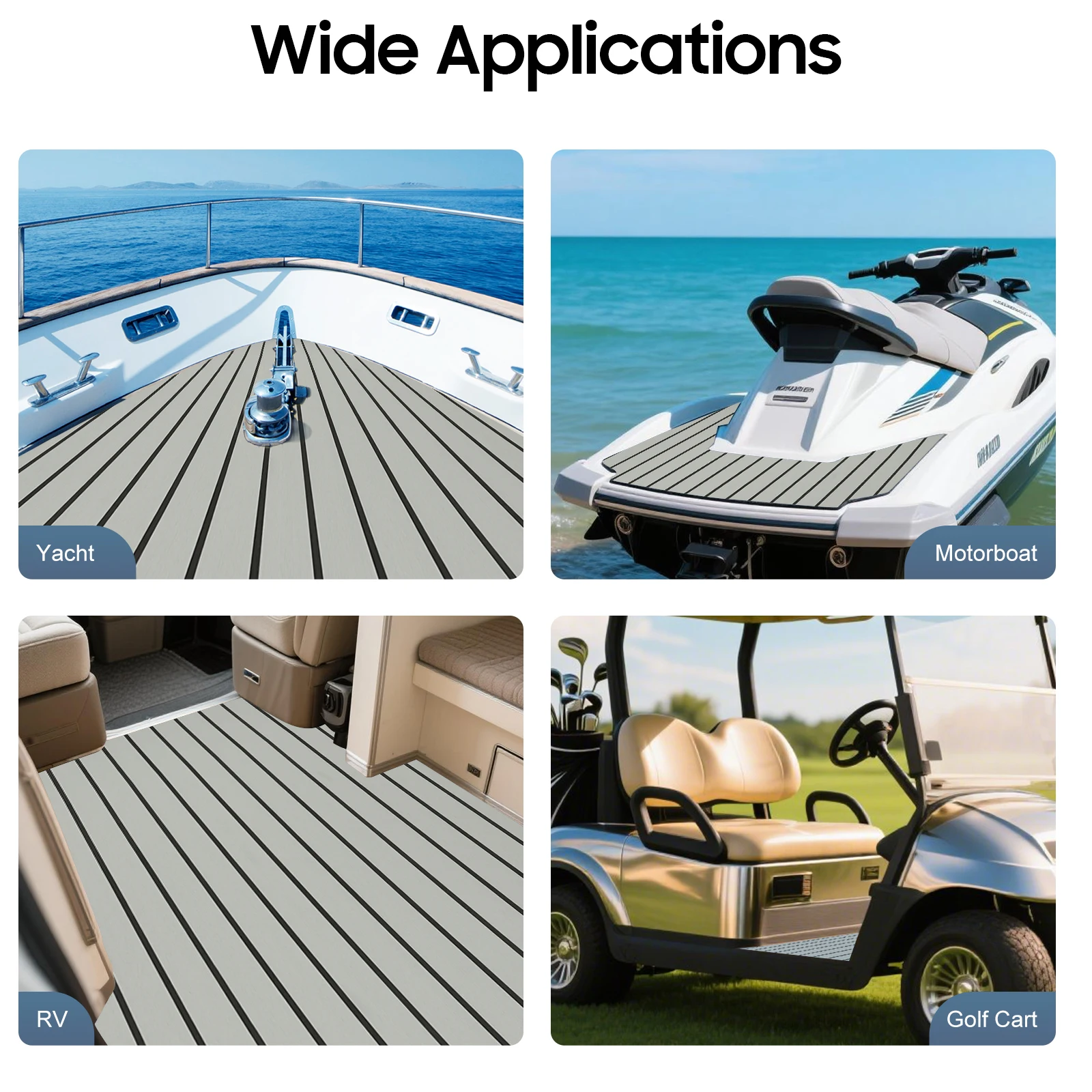 94''x 35'' Waterproof EVA Anti-Slip Boat Deck Mat Self-Adhesive Heavy-Duty EVA Foam Floor Mat for RV/Yacht/Gym