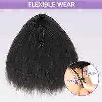 Demi-perruque naturelle 3 en 1, cheveux crépus lisses, densité 250, sans couture, à rabat, pour débutants, sans colle, Wear & Go 2