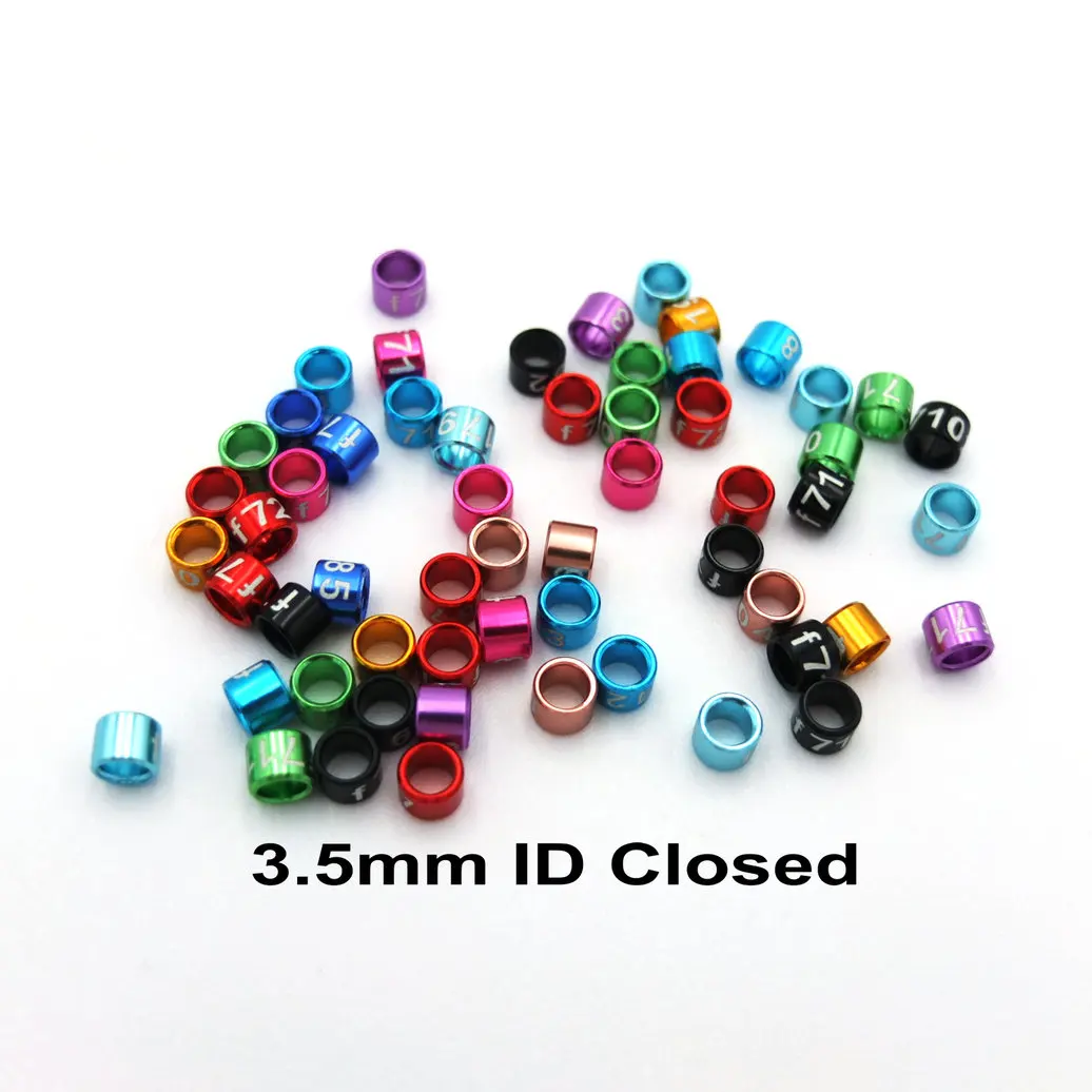 Aluminum Bird Leg Bands Closed Non-Custom Random-Character Color Mixture 3.5mm 25Pcs Lot