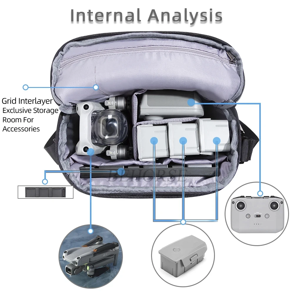 Bandoulière de voyage du sac à dos pour drone DJI Mini 5 Pro portée par une personne en extérieur