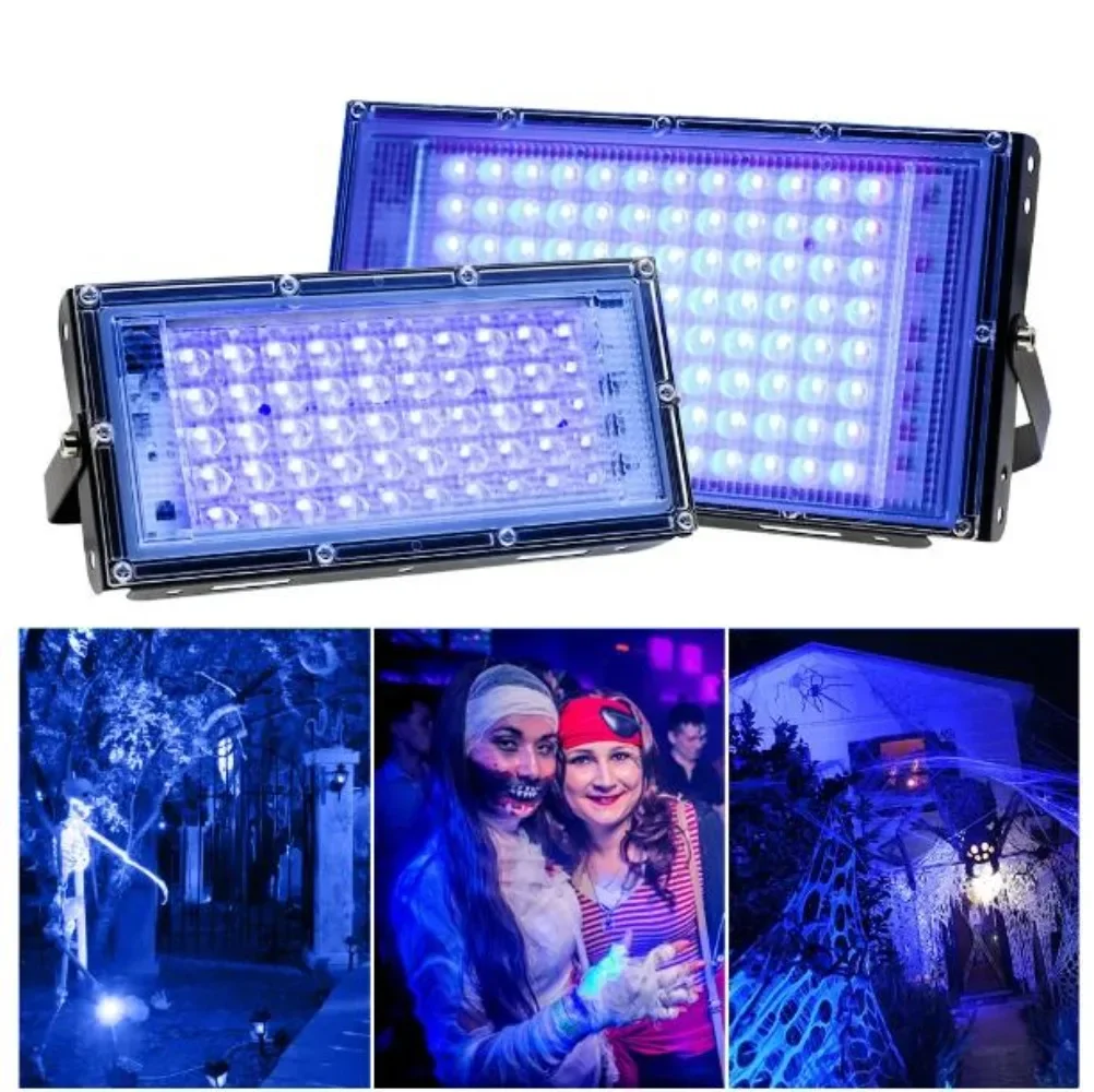 50W-300W UV Black Light For Glow Party Stage Lighting Halloween Light 395nm/365nm Waterproof Curing Light Theater LED Floodlight цена и фото