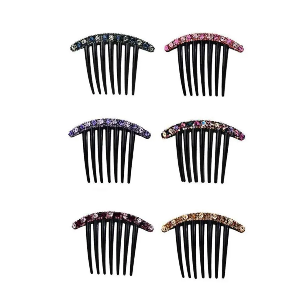 Design Colorful All-match Temperament Acrylic Hair Accessories Rhinestone Hair Comb Korean Style Headwear Seven-tooth Comb