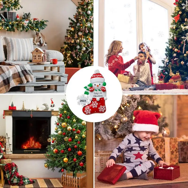 Babies First Christmas Ornament 2023 Snowman In Socks First Christmas Ornament Adorable Acrylic First Christmas Ornament 2023