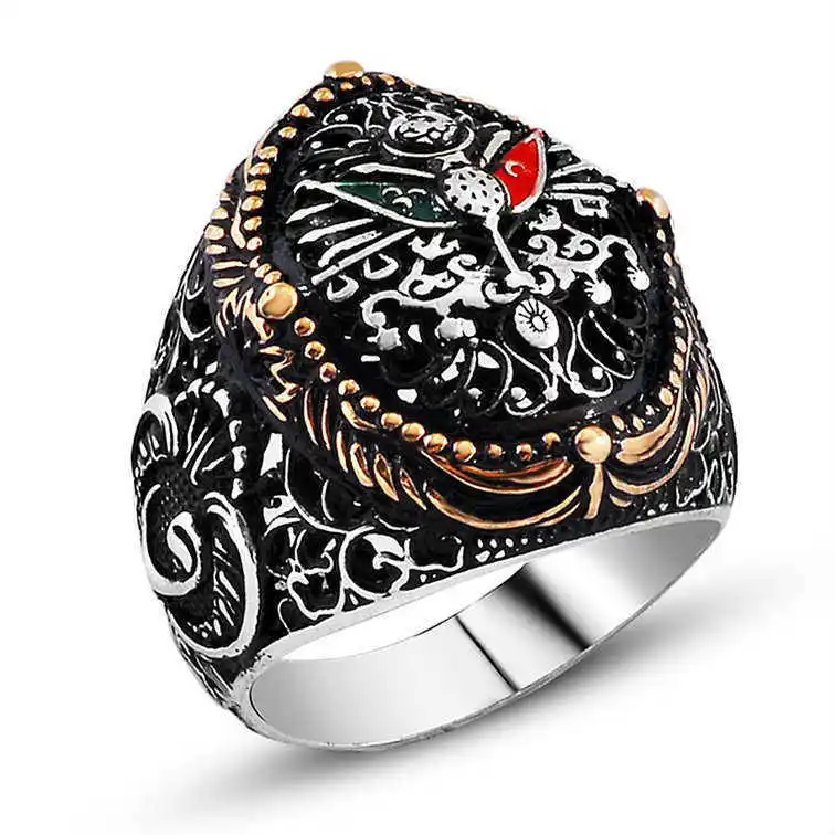 

Tevuli 925 Sterling Silver Ottoman State Coat Of Arms Men 'S Ring