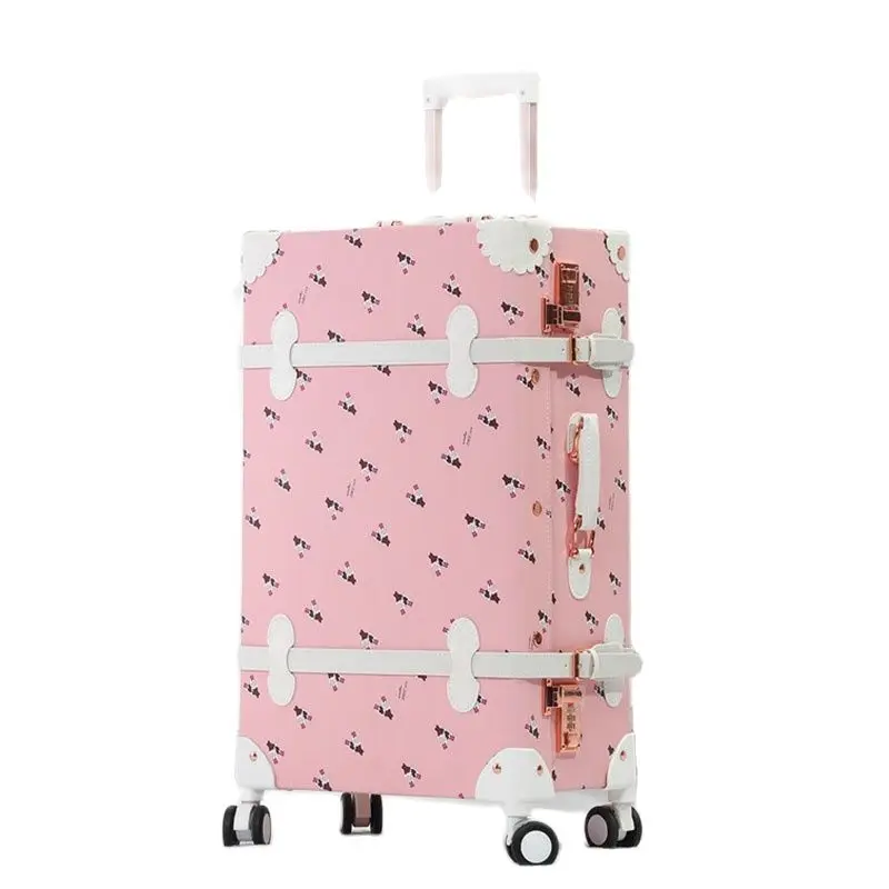 

Vintage Suitcase Students Travel Bag Small Fresh Universal Wheel Trolley Case Cabin Suitcases Travel Female Rolling Luggage Bag