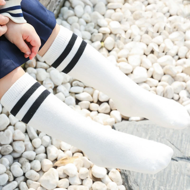 

1-10Yrs Toddlers Girls Socks Knee High Boys Sports Sock Cotton Long Stripes Children Socks Kids School Socks