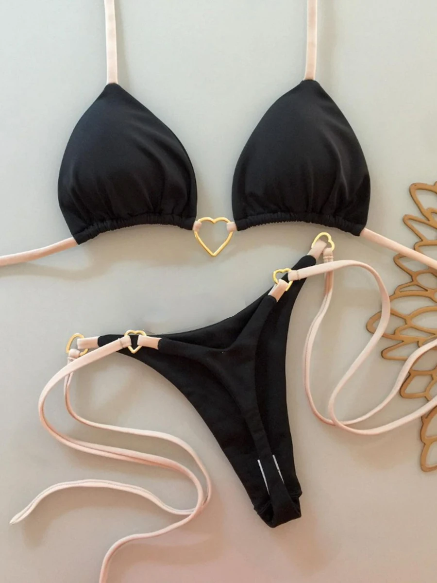 Triangle Thong Bikini 2026 Women Halter Swimsuit Solid Sexy Brazilian Swimwear Female Bathers Bathing Swimming Swim Suit Beach