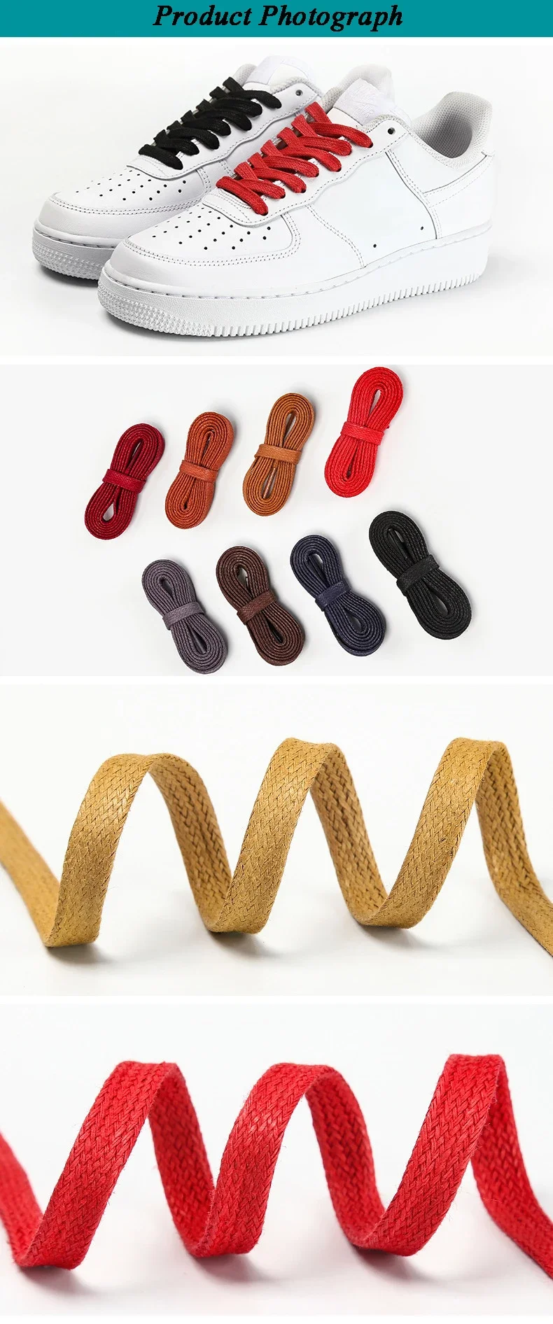 Wasserdichte Schnürsenkel, flache Leder-Schnürsenkel, flache Unisex-Schnürsenkel aus gewachster Baumwolle, lässige Turnschuhe, 0,8 cm Breite, Schnürsenkel für Männer und Frauen – Detail 7