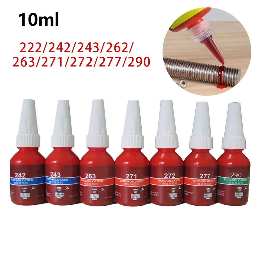 10Ml Threadlocker Loctite-222 242 243 262,263,271,272,277 Colla A Vite Blu Agente Di Bloccaggio Del Filo Colla Anaerobica Anti-Allentamento