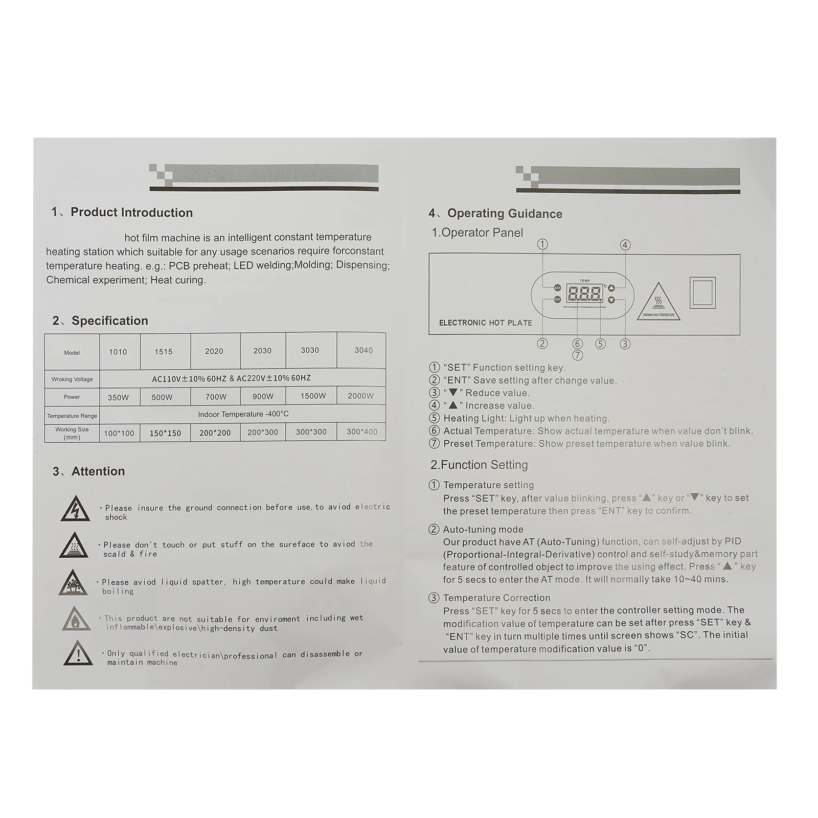 Heating plate and included accessories laid out together