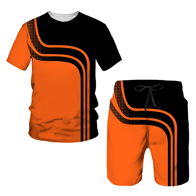 Summer Fashion 2 Piece Sets Tracksuit Set Men's Oversized Clothes Tshirt Shorts Retro Beach Style 3D Printed T Shirts Man Suit