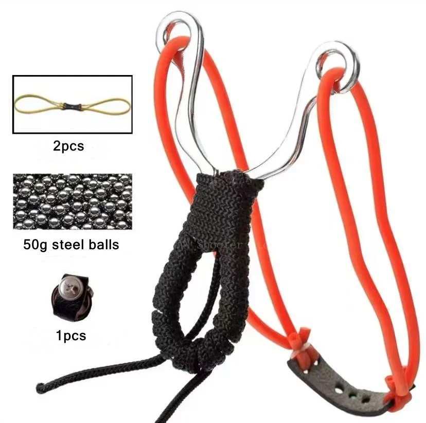 

Hunting 1PC High-power Alloy Catapult Outdoor Camping + Rubber Band Sling Shooting Slingshot Toys Black