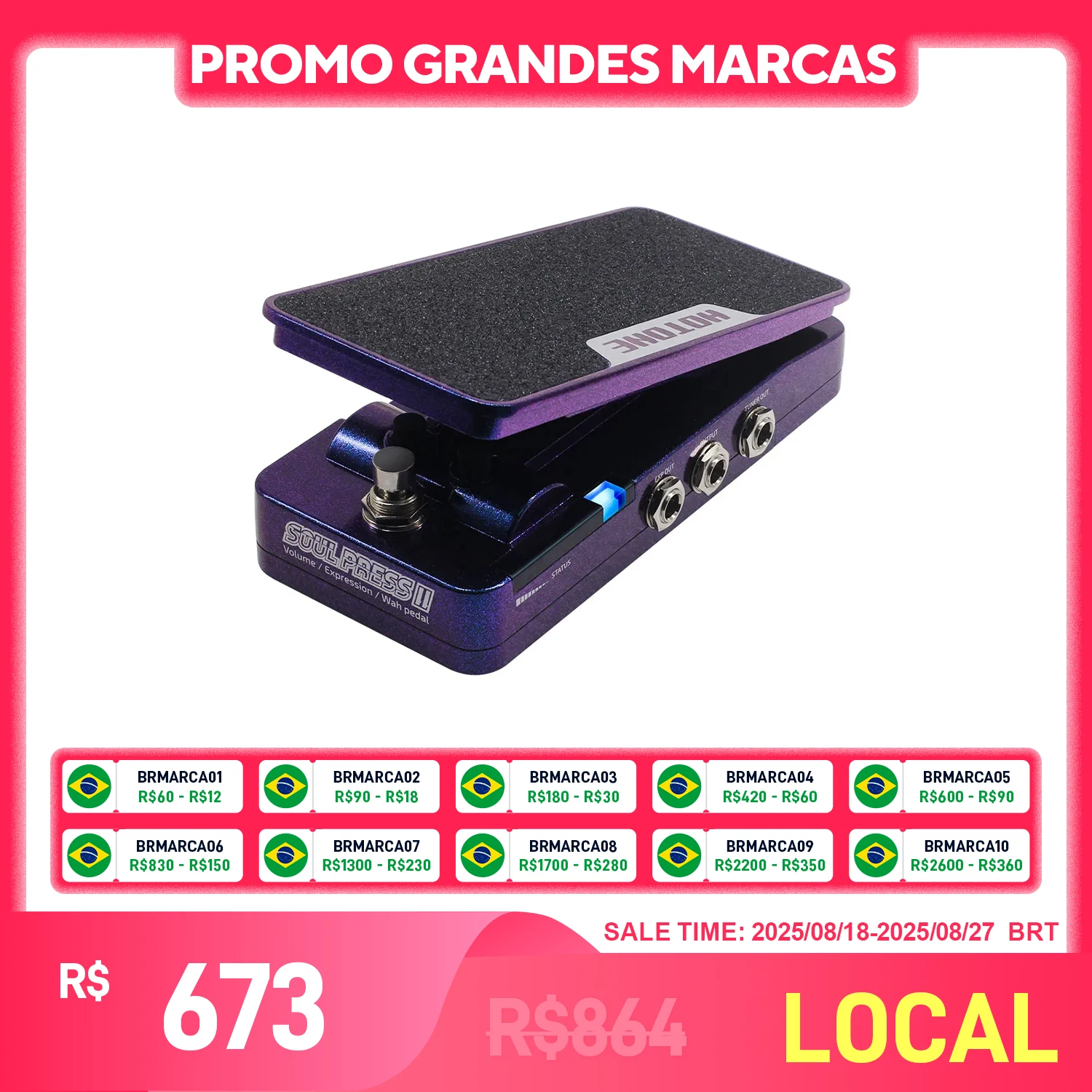 HOTONE Soul Press II Brasil 4 in 1 Switchable Wah Active