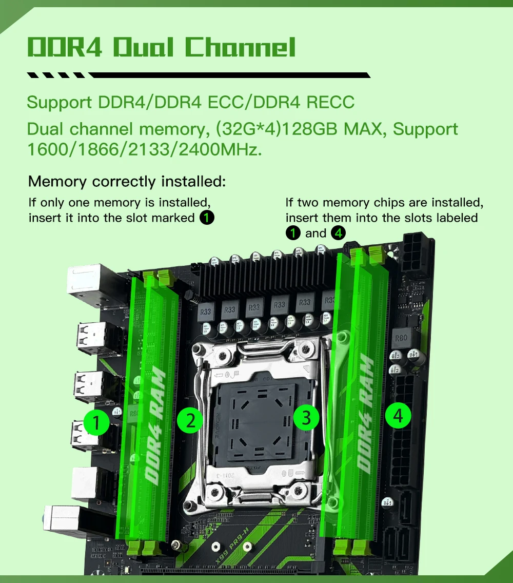 Description Picture 6 of itemMACHINIST X99 PR9-H Motherboard Set kit Xeon E5 2620 V3 LGA 2011-3 CPU DDR4 16GB ECC RAM Memory NVME SATA M.2 dual channel