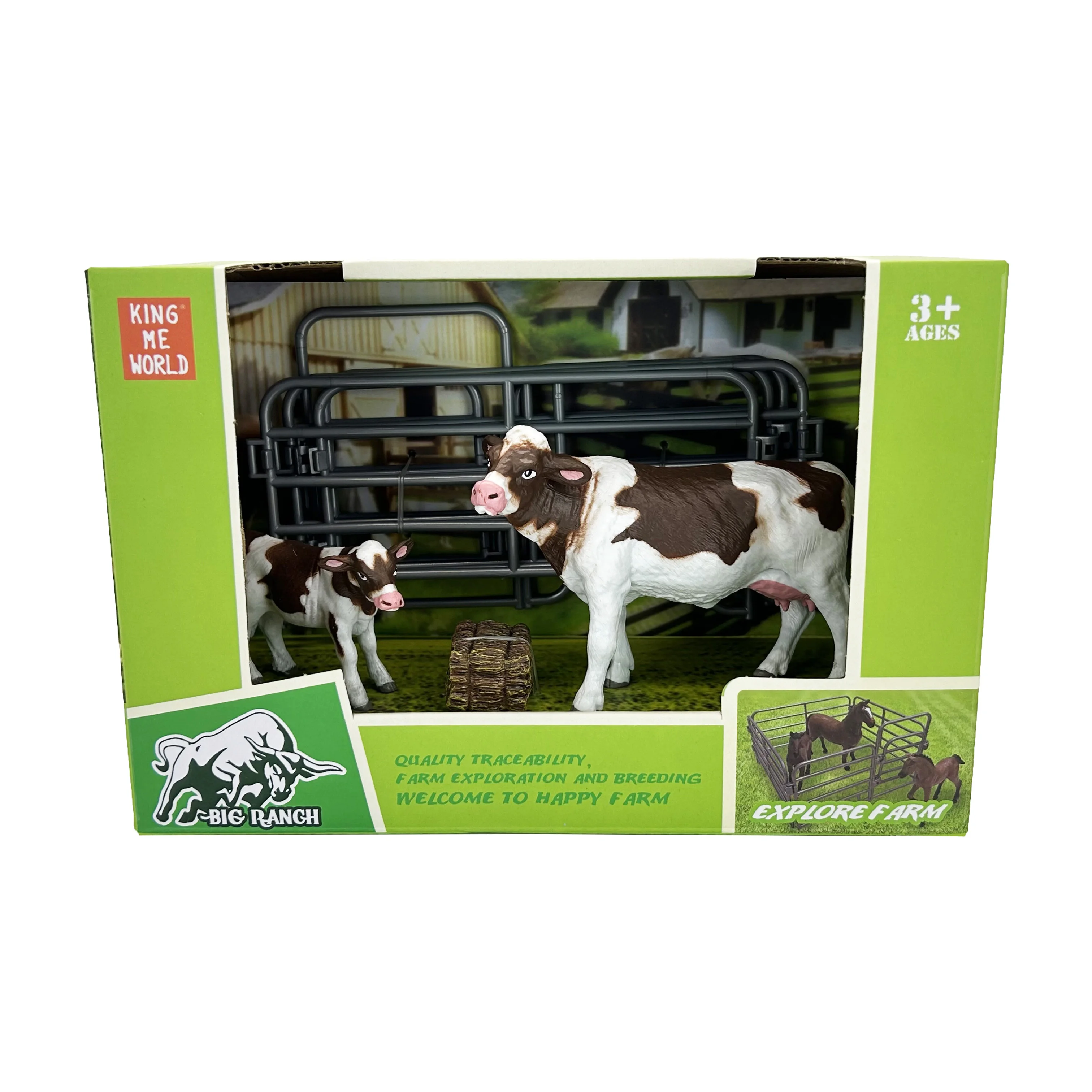 thumbnail image 1 of GRAN RANCHO CABALLO Vaca TORO CABRA OVEJA Conjunto con valla de escena película exhibición estática juguetes animales figuras rancho Navidad niños regalos, 1 of 5