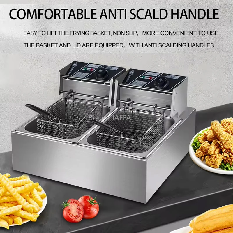 Description Picture 4 of itemCommercial Double Oil Cylinder Electric Deep Fryer French Fries Frying Machine Oven Hot Pot Fried Chicken Grill