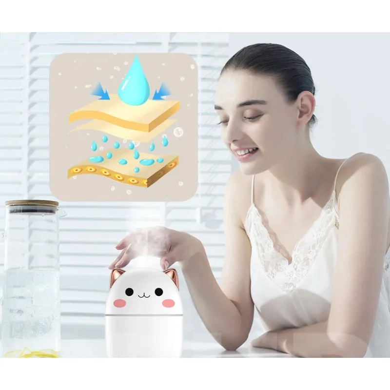 Air Humidifier Kitten Cute Aromatherapy Diffuser Home Air Purifier