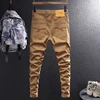 Newly Designer Men Jeans Khaki Brown Elastic Slim Fit Stretch Jeans Men Vintage Trousers Korean Simple Casual Denim Pants Hombre 2