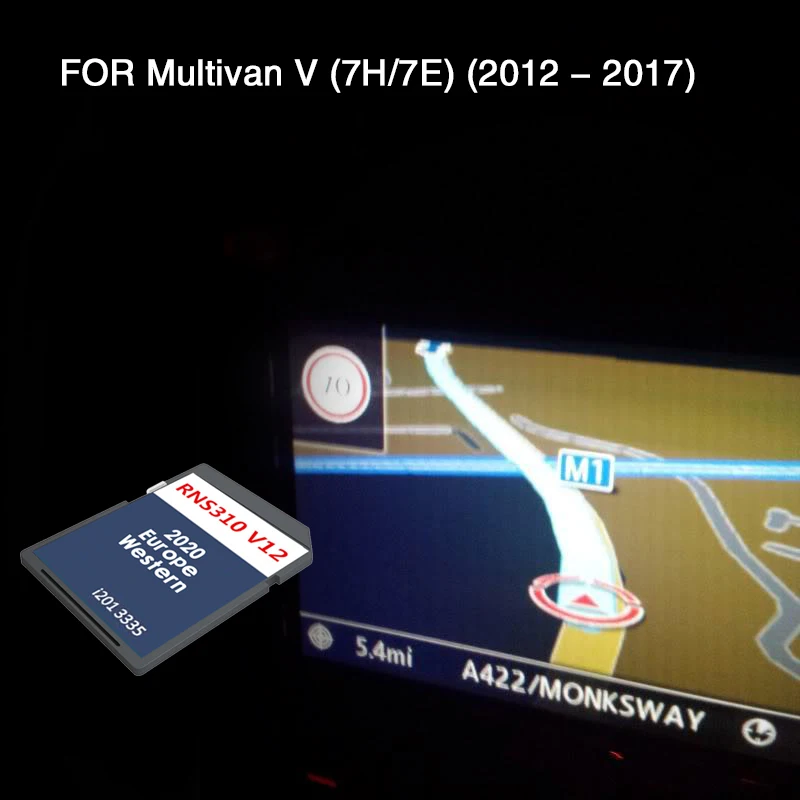 

RNS 310 V12 West Europe NAVI SD Card For Multivan V (7H/7E) From 2012 To 2017 Version 2020 8GB Navigation Maps Update Data UK