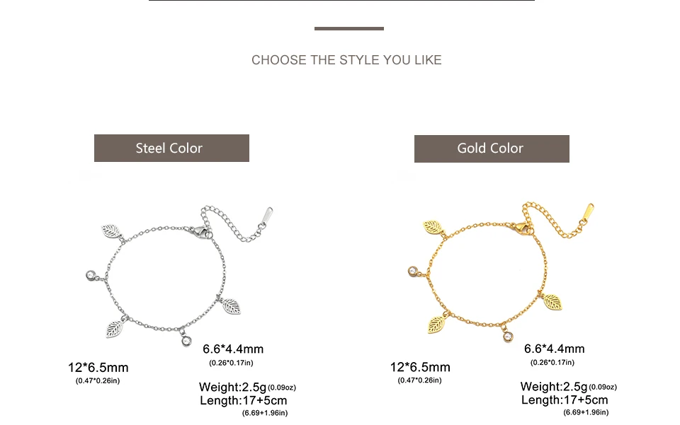 My Shape Hohle Blätter Armbänder Edelstahl für Frauen Mädchen Geschenke Pflanze Blatt Anhänger Kette Hand kette Armreif Sommers chmuck – Detail 6