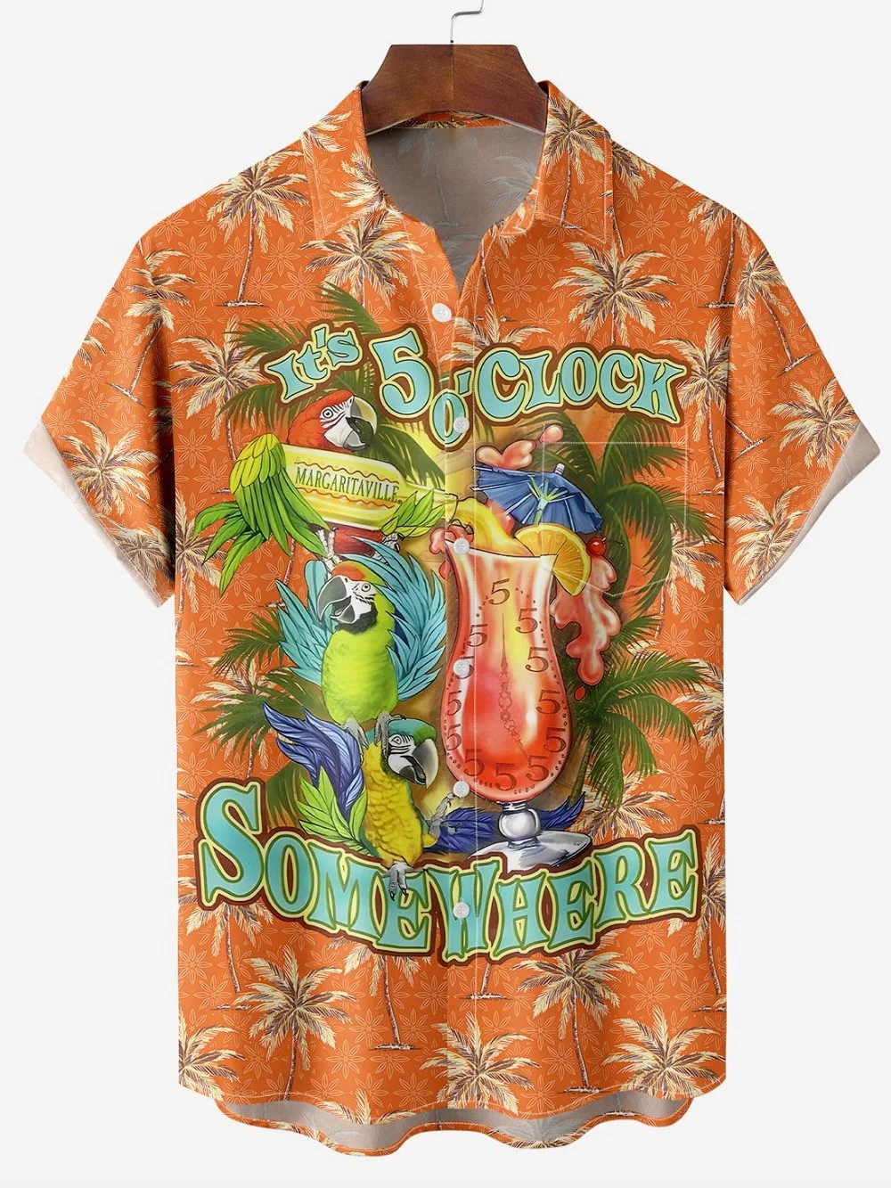 Tropical Colorful Tropical Jungle And Pineapple Pattern 3D Print Men's Short Sleeve Shirts For Men Fashion Hawaiian Shirt