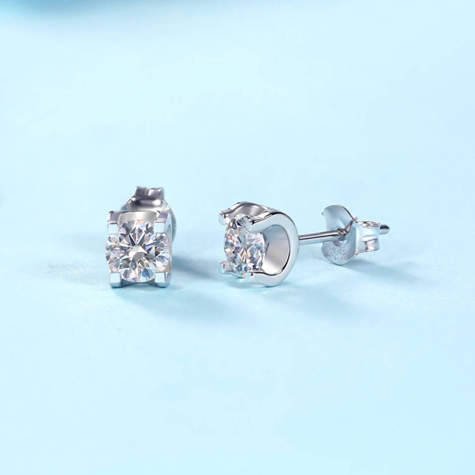 LECLAT Moissanite Stud Earrings Studs White Gold Plated Sterling 925 Silver  D VVS1 Round Cut Diamond Screw for Women Daily