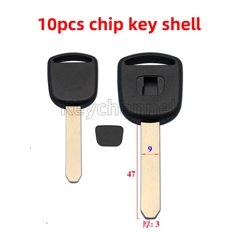 Keychannel 10PCS Auto Tansponder Schlüssel Für Honda Accord Odyssey Brio Civic CRV EVERUS Jade URV XRV HON66 Schlüssel Klinge ersatz Chip Schlüssel