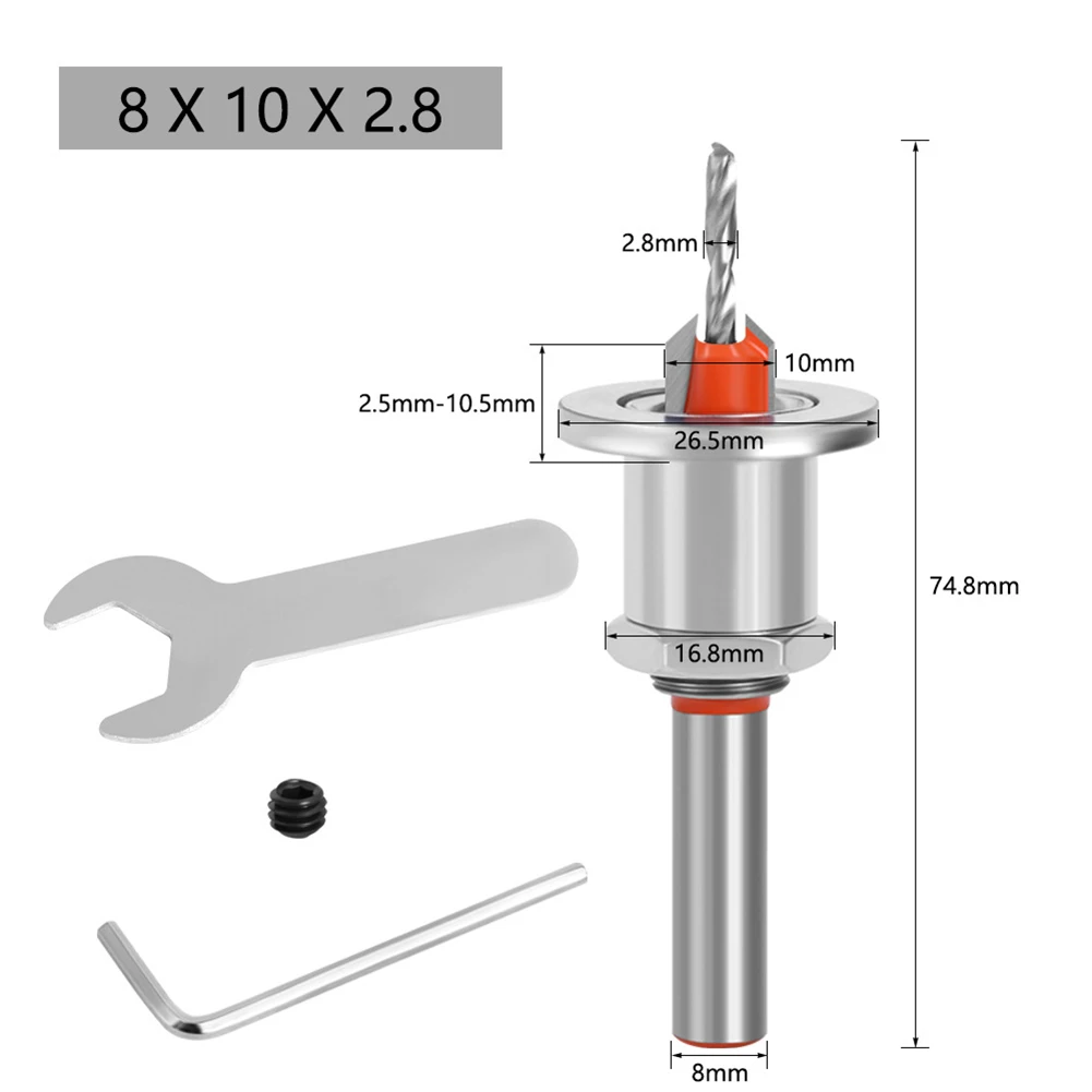 

1pc 8mm Shank HSS Countersink Woodworking Router Bit Milling Cutter Screw Extractor Remon Demolition Wood Drilling Core DrillBit