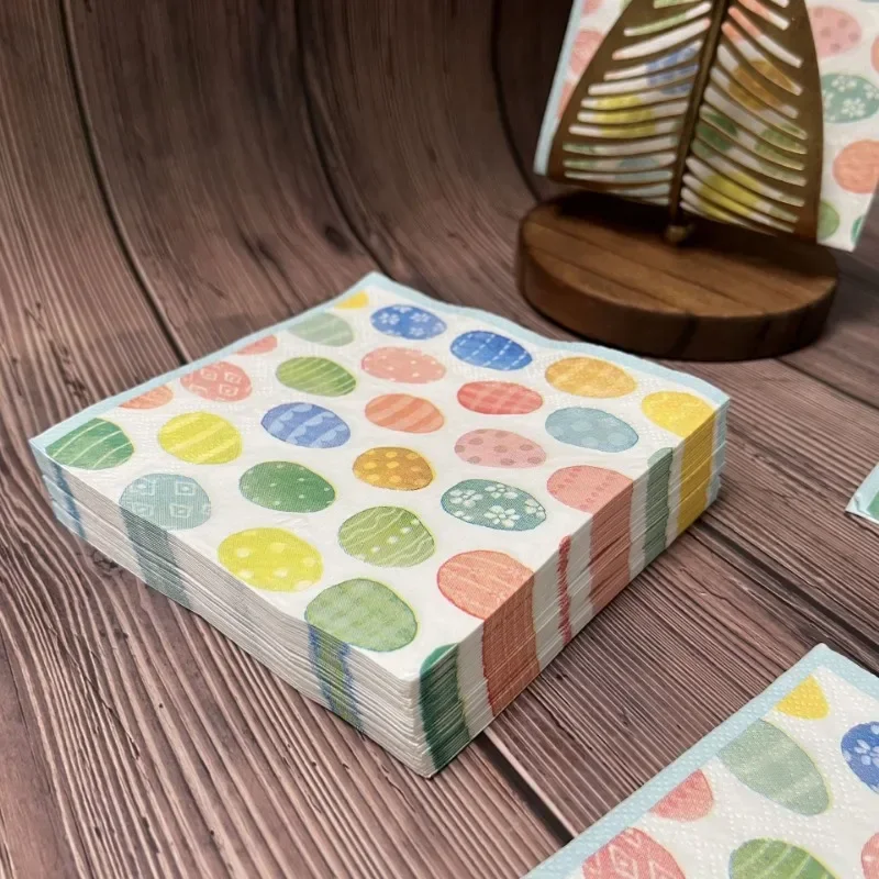 3-Ply Easter Party Colorful Egg Cartoon Printing Square Napkin 33*33cm 20pcs