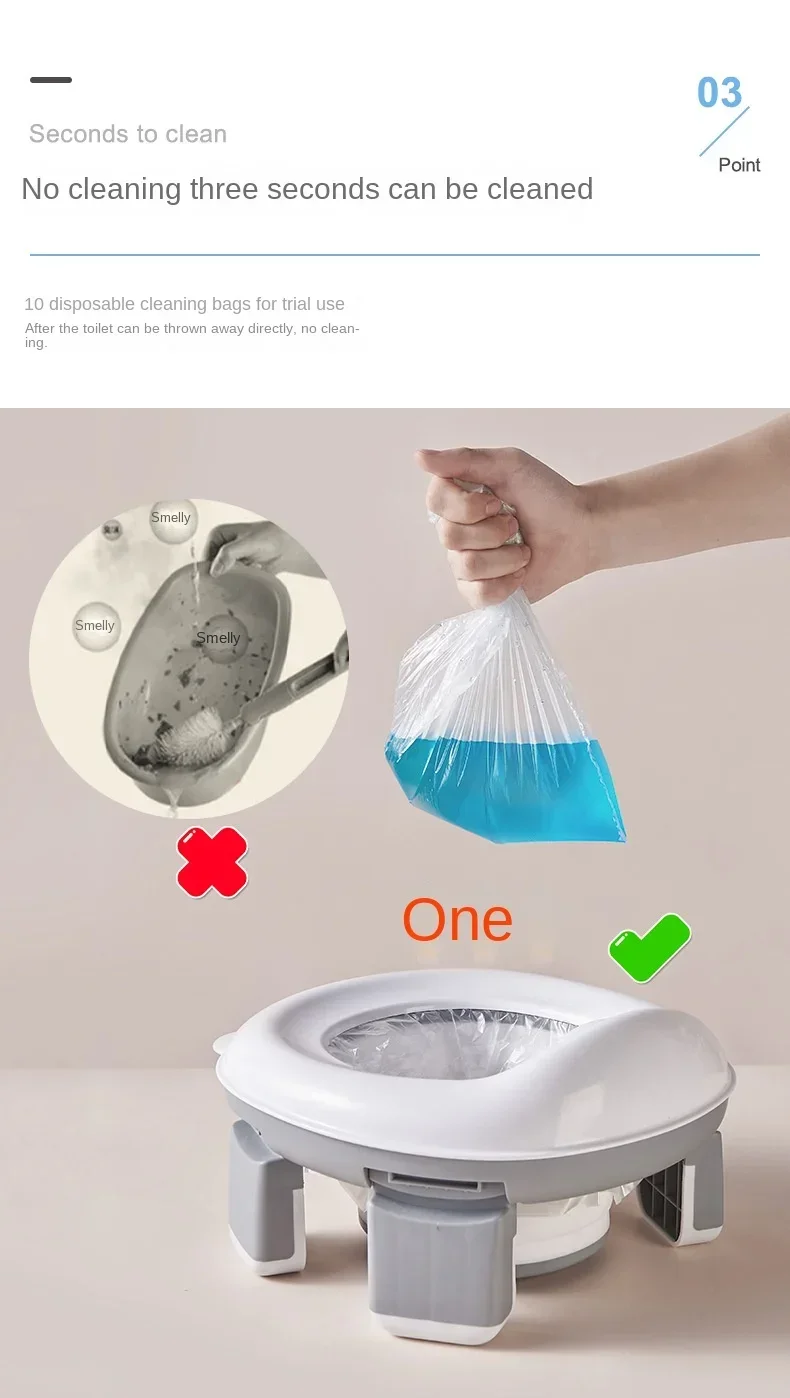 Description Picture 6 of item3 in 1 Travel Toilet Seat Foldable Blue Children Potty with Bags Baby Pot Portable Silicone Baby Potty Training Seat