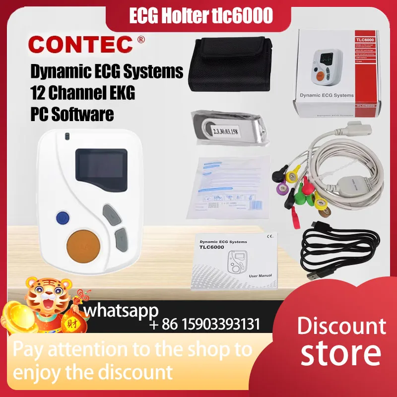 CONTEC tlc6000 Dynamic 12 Leads ECG Holter Systems Recorder,2GB Card,​Analyzer Software(Download Online) TLC6000