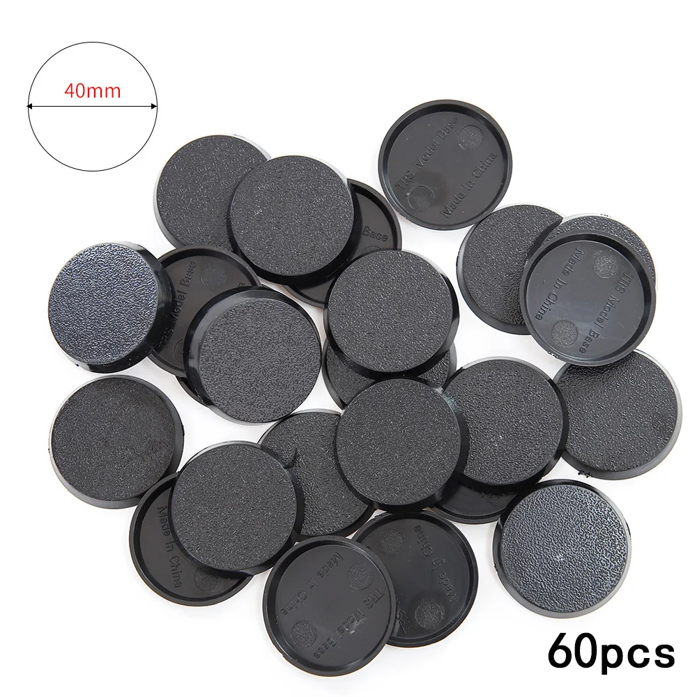 120 pezzi basi modello rotonde di varie dimensioni 25mm 32mm 40mm 50mm per giochi di guerra giochi da tavolo plastica nera MB01Y  26