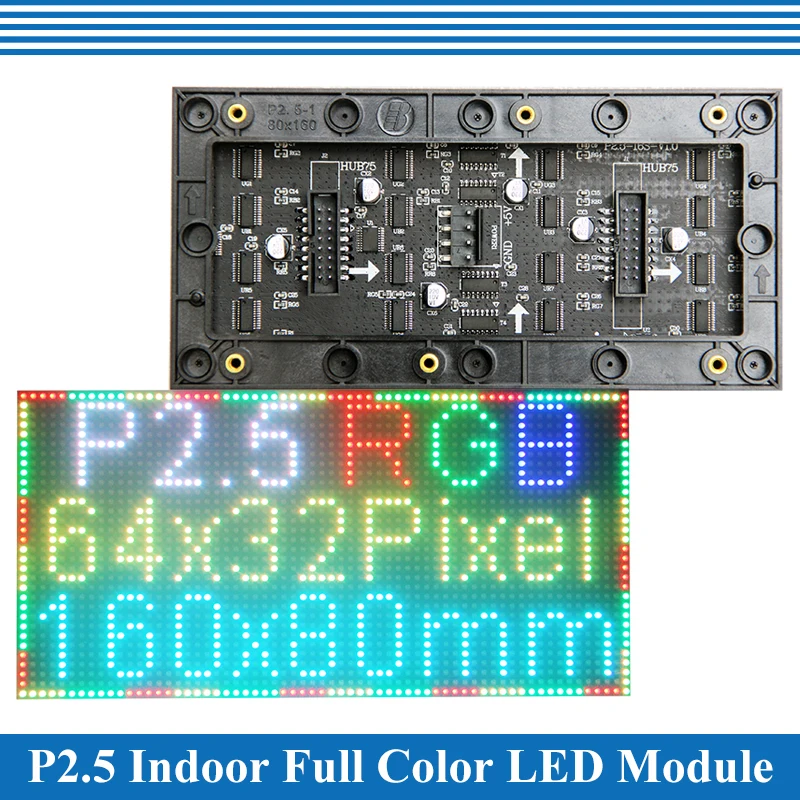 Modulo Pannello Schermo LED P2.5 160*80mm 64*32 Pixel 1/16 Scan 3in1 SMD P2.5 Modulo Pannello Display LED a Colori Completi per Interni