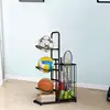 Basketball Storage Rack Vertical Metal Basketball Organizer Sports Ball Storage Stand with Basket Garage Organizer 5
